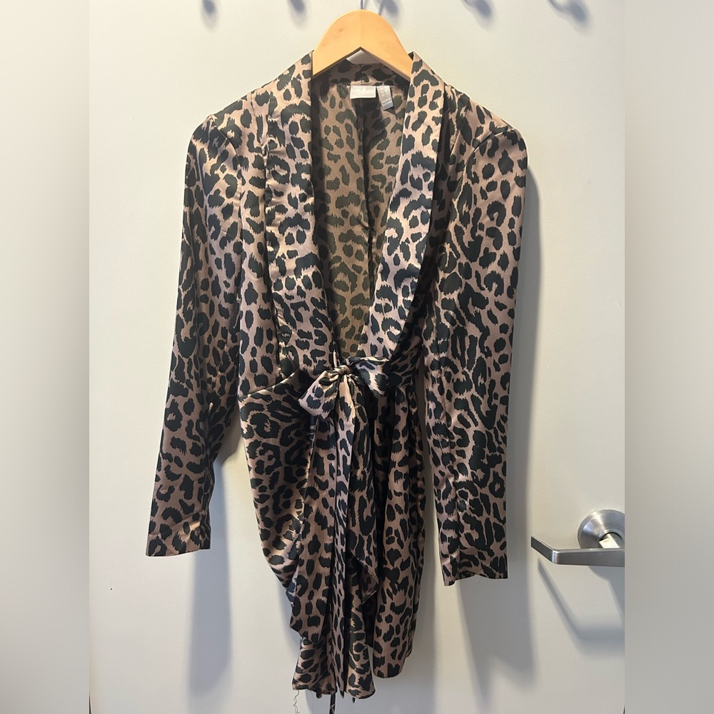 Animal Cheetah Print Long Sleeve Wrap Dress